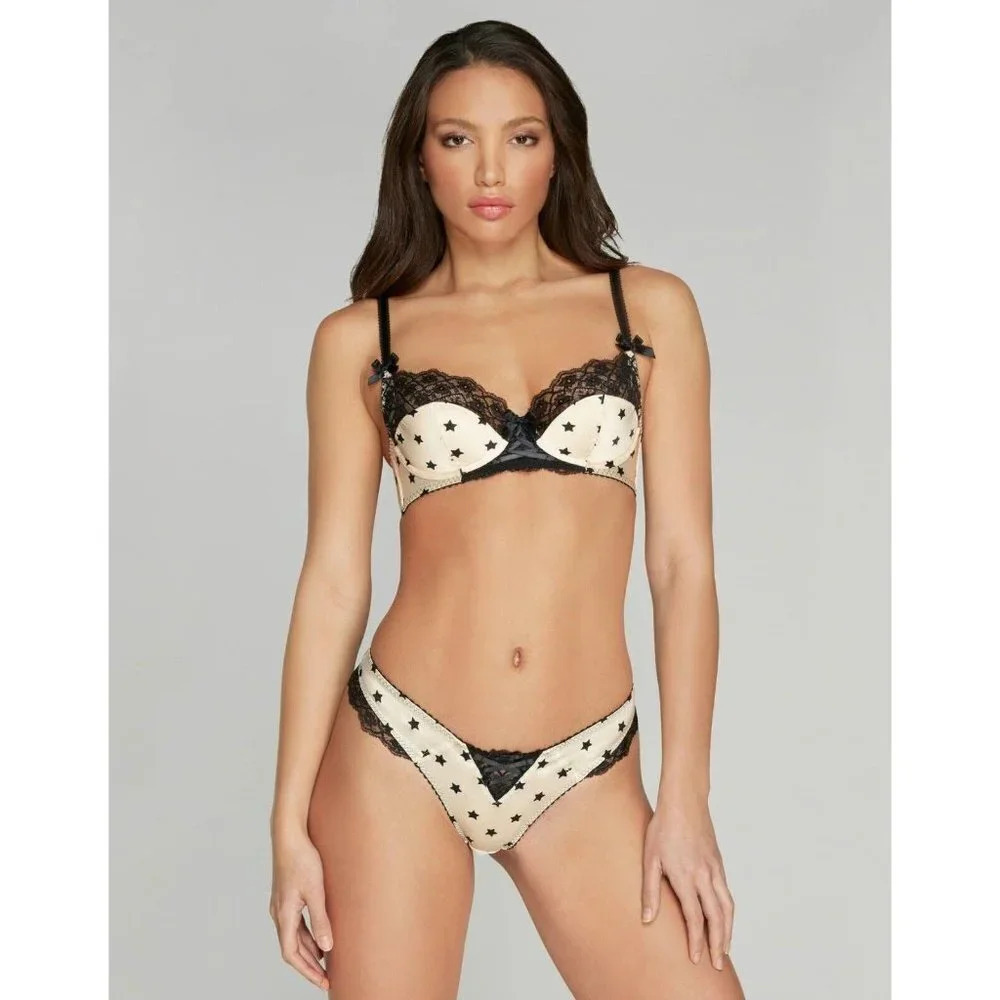 Agent Provocateur Ayla Oyster Star Silk 2-piece Set: Bra 34B/ Thong AP2 Small